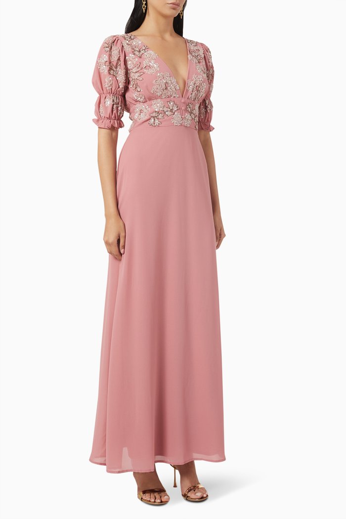 

Floral Embellished Maxi Dress, Pink