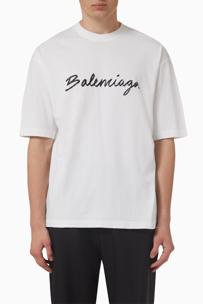 

Script Logo Medium Fit T-shirt in Cotton, White