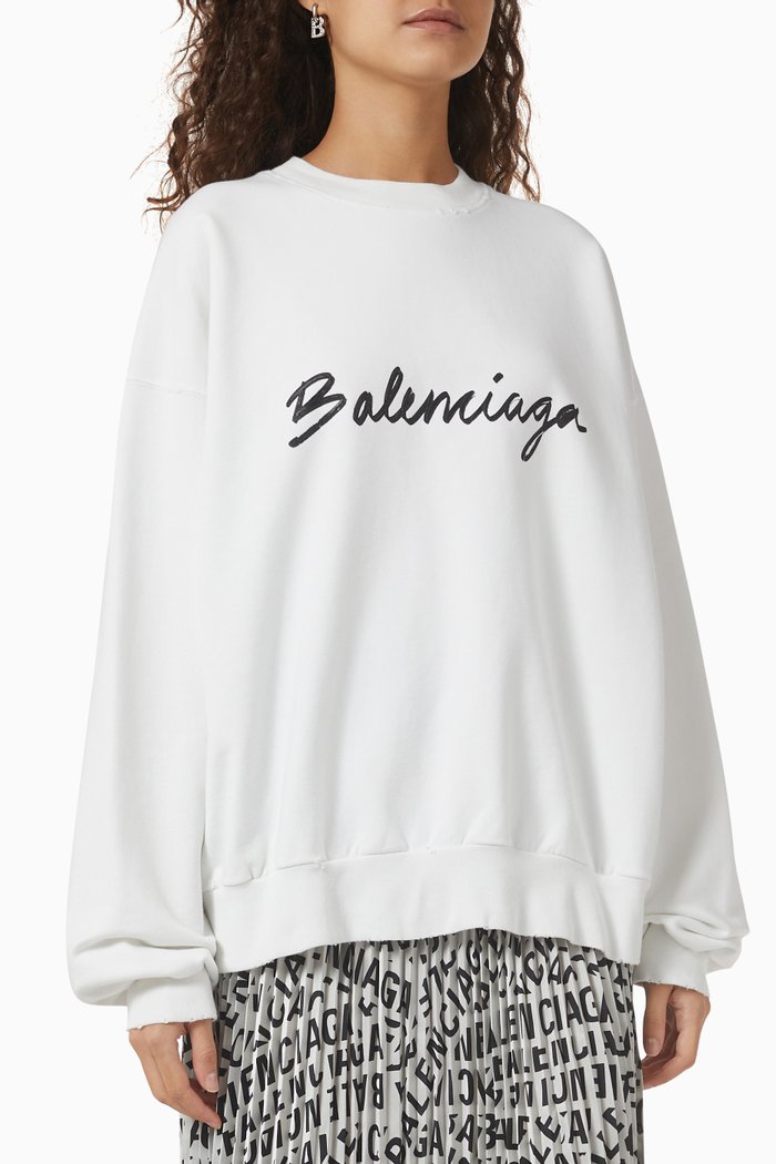 

Script Logo Crewneck Sweatshirt in Cotton, White