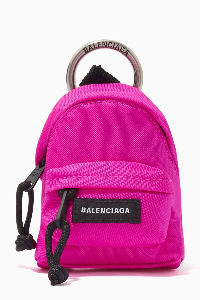 

Micro Backpack Keyring in Recycled Nylon, Pink