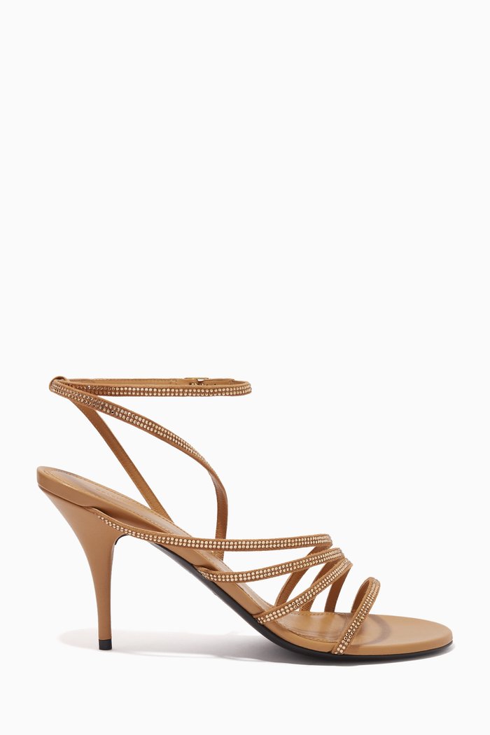 

Glow 90 Strass Sandal in Calfskin, Gold
