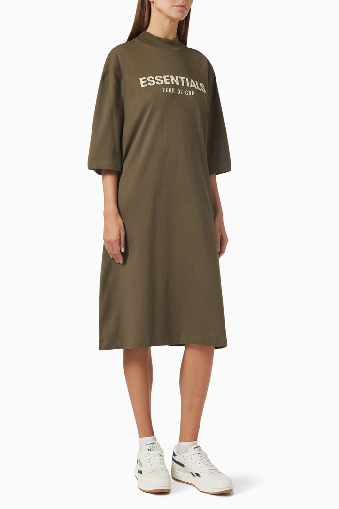 

Core Logo Midi T-shirt Dress in Jersey, Brown