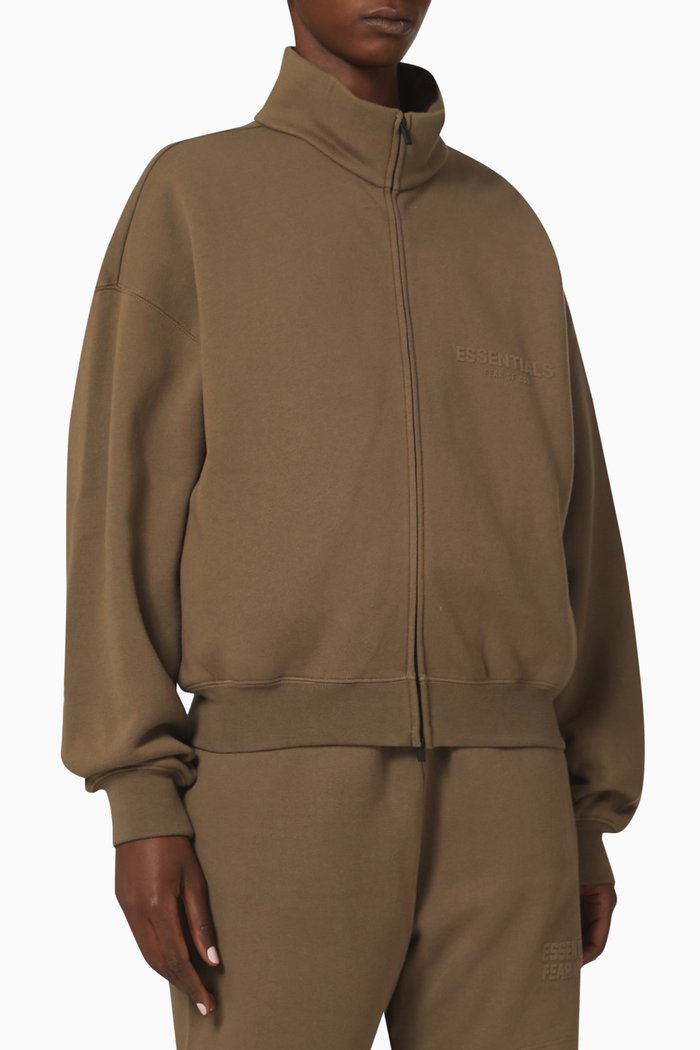 

Essential Zip Sweatshirt in Core Fleece, Brown