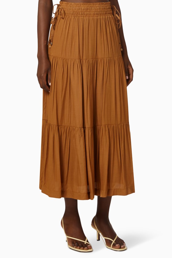 

Harper Tiered Midi Skirt, Orange