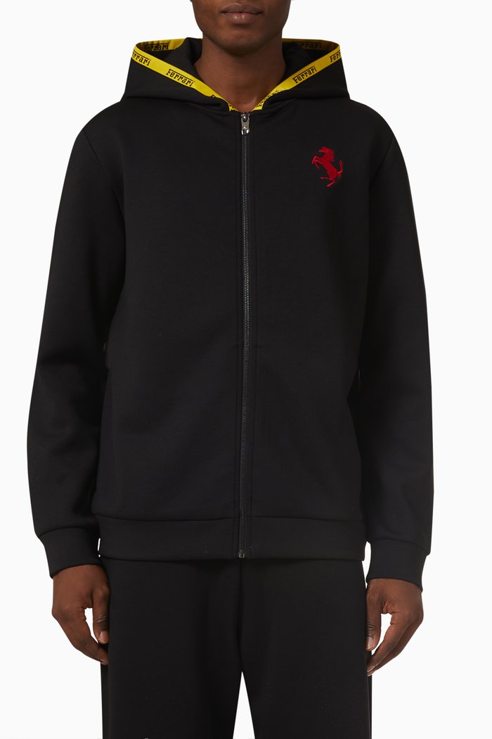 

Ribbon Logo Hoodie in Stretch-fleece, Black