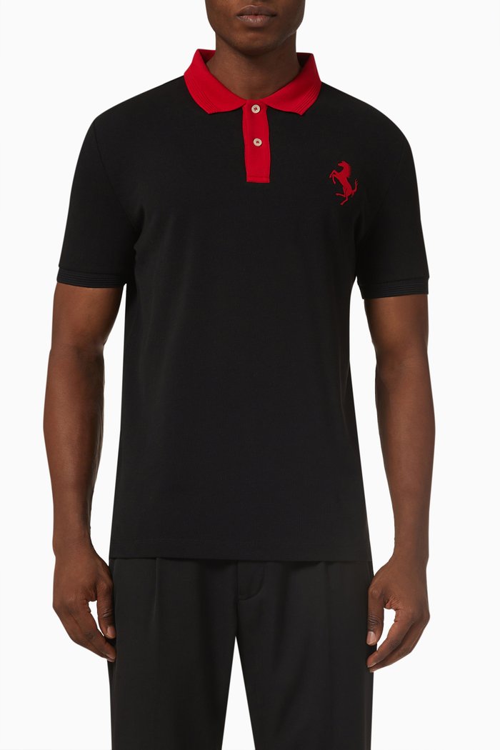 

Prancing Horse Polo in Organic Cotton, Black