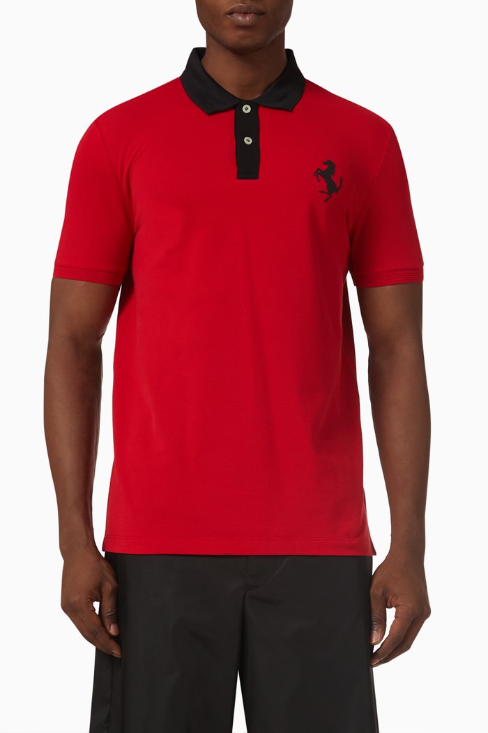 

Prancing Horse Polo in Organic Cotton, Red