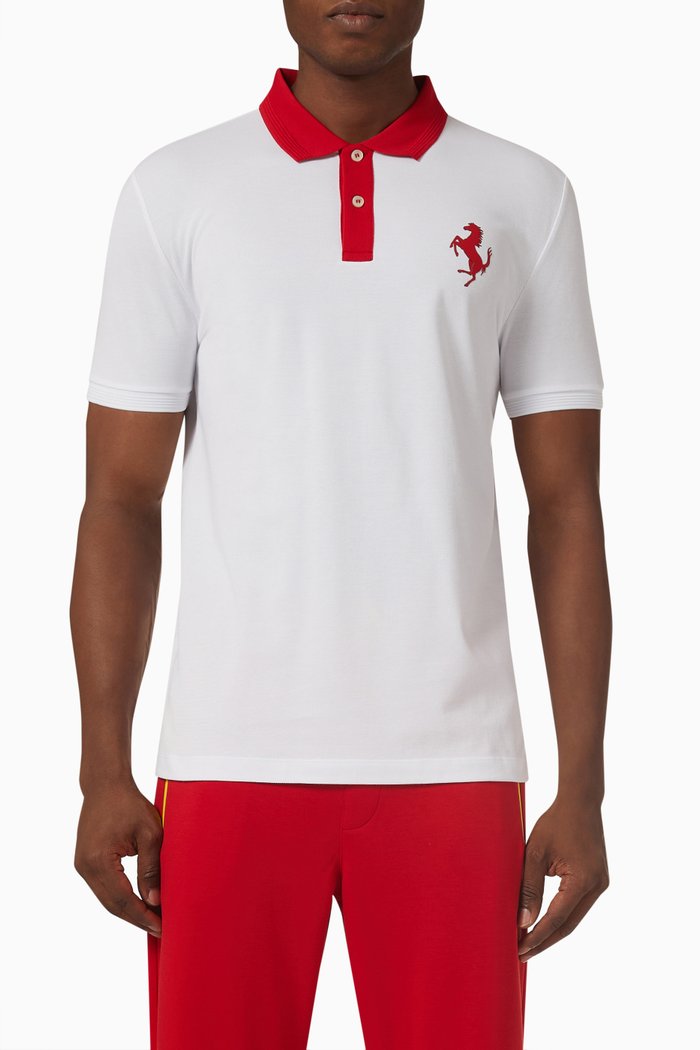 

Prancing Horse Polo in Organic Cotton, White