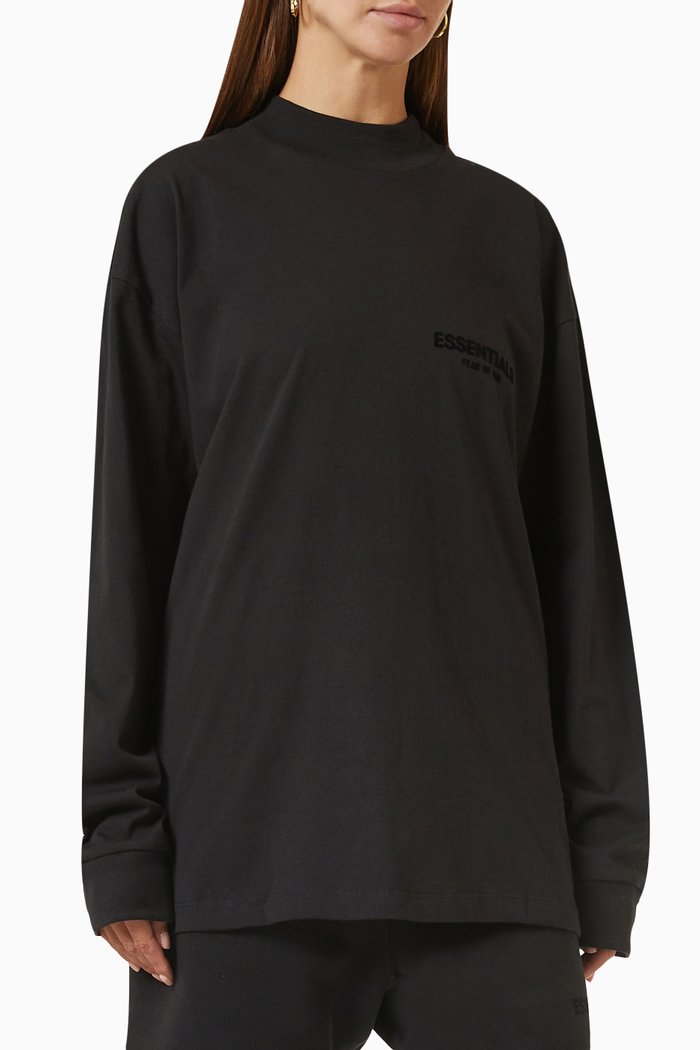 Essentials Long-sleeve T-shirt in Jersey, Black