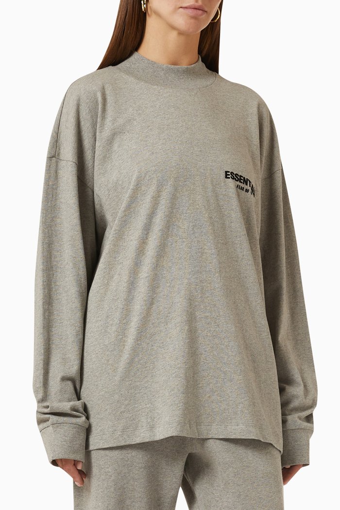 

Essentials Long-sleeve T-shirt in Jersey, Grey