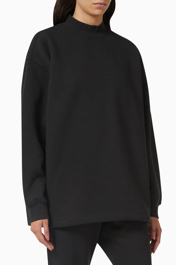 

Relaxed Crewneck Sweatshirt in Fleece, Black