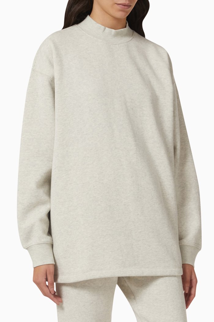 Relaxed Crewneck Sweatshirt in Fleece, Grey