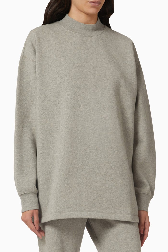 

Relaxed Crewneck Sweatshirt in Fleece, Grey
