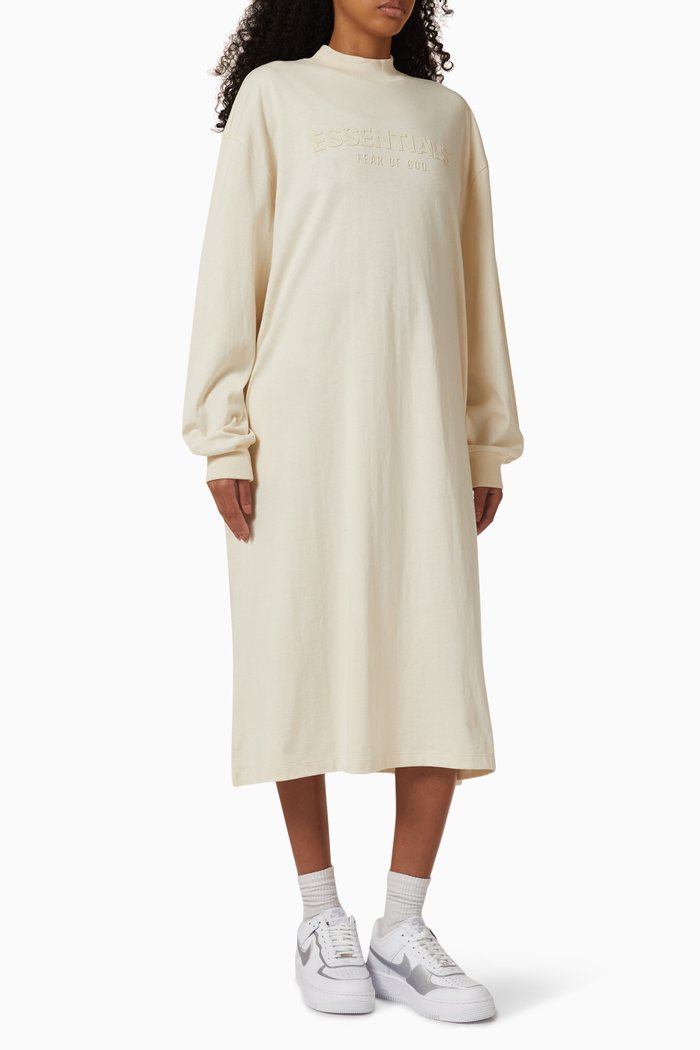 

Logo Midi T-shirt Dress in Jersey, Neutral