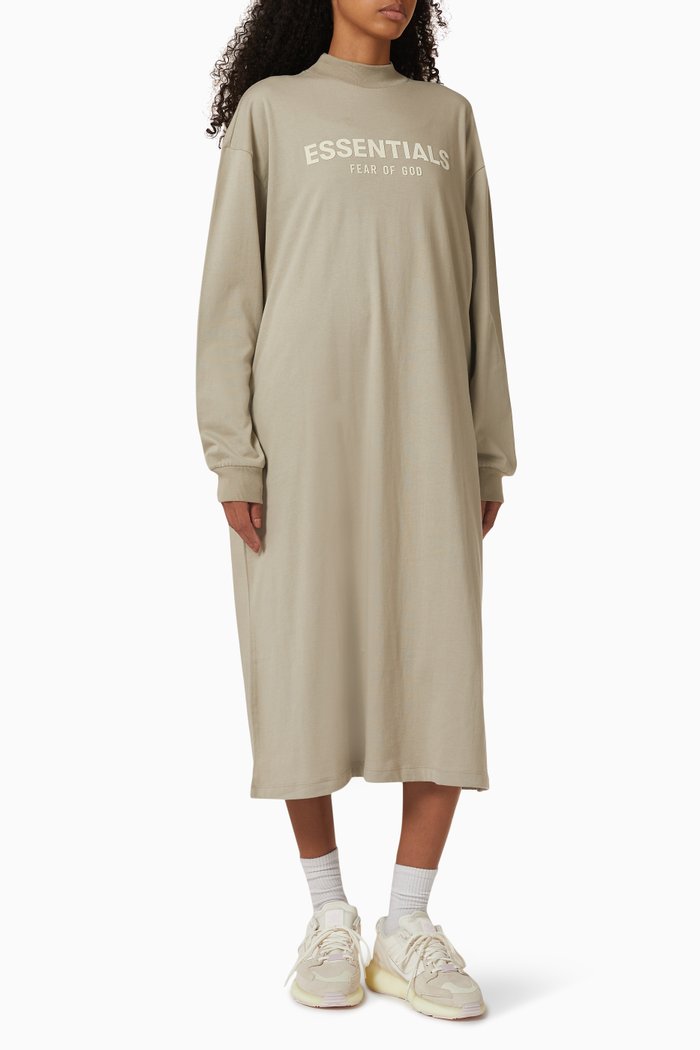 

Logo Midi T-shirt Dress in Jersey, Grey