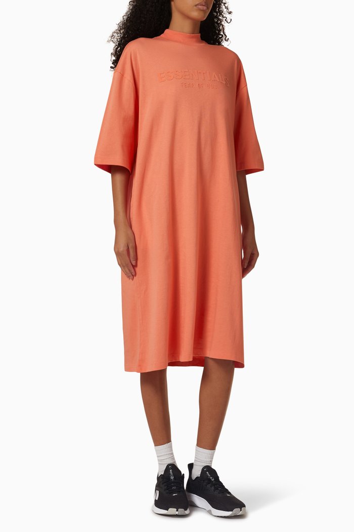 

Core Logo Midi T-shirt Dress in Jersey, Pink