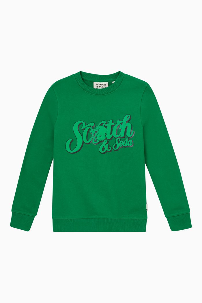 

Graphic Print Sweatshirt in Cotton, Green