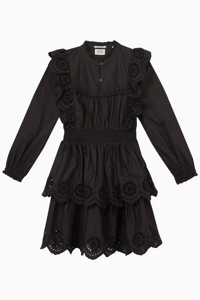 

Broderie Anglaise Dress in Cotton, Black