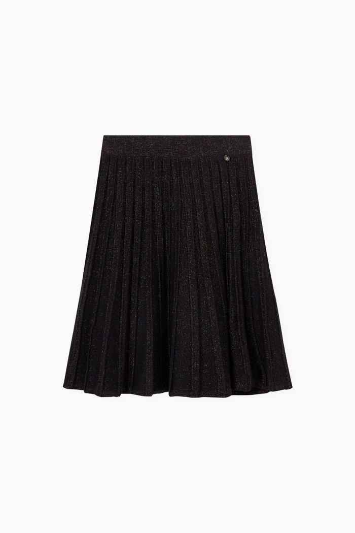 

Glitter Pleated Skirt in Viscose Blend, Blue