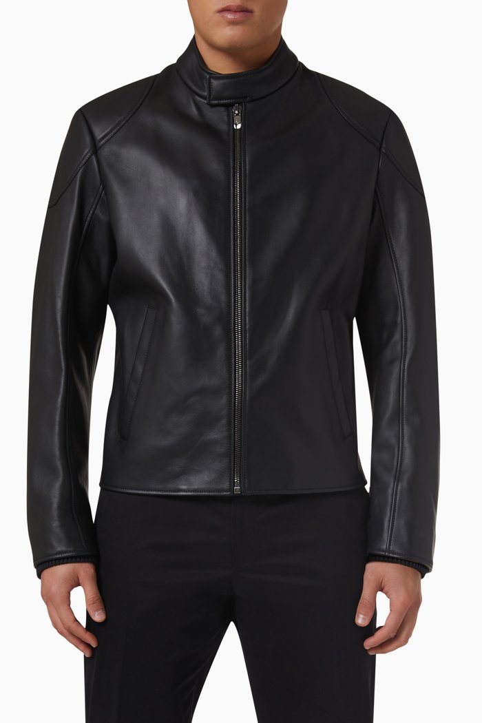 

Biker Jacket in Lambskin Leather, Black
