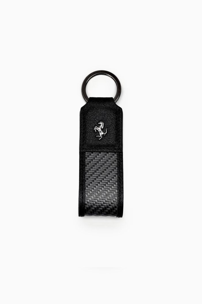 Carbon Key Holder in Leather, Black