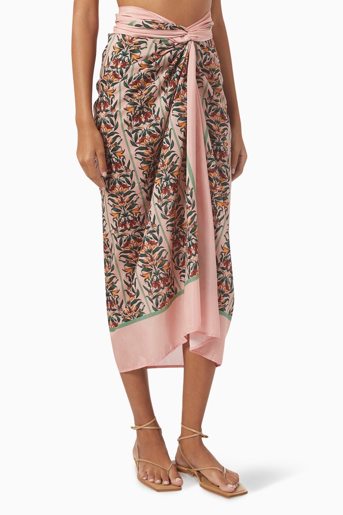 

Lavanda Floral Pareo in Cotton & Silk, Pink
