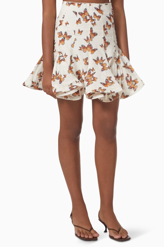 

Cereza Flutter Mini Skirt in Linen, Multicolour