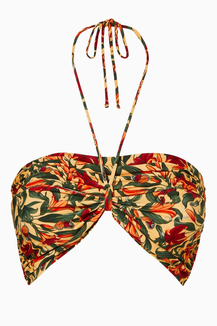Amatista Floral Bikini Top in Recycled Fabric, Multicolour