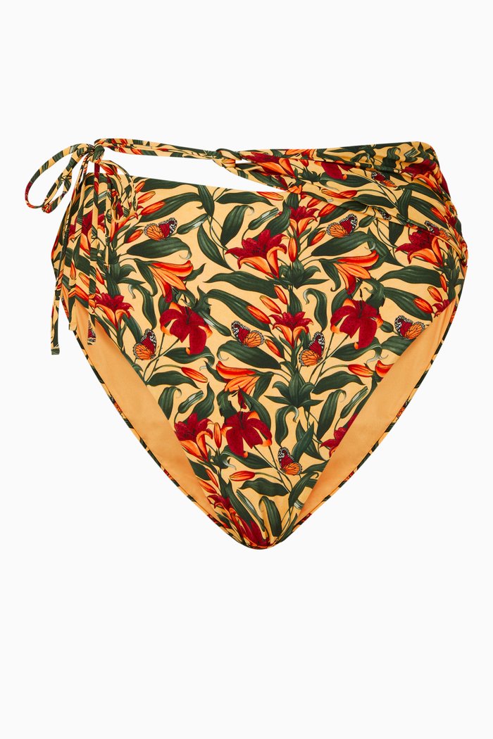 

Sepia Floral Bikini Bottom in Recycled Fabric, Multicolour