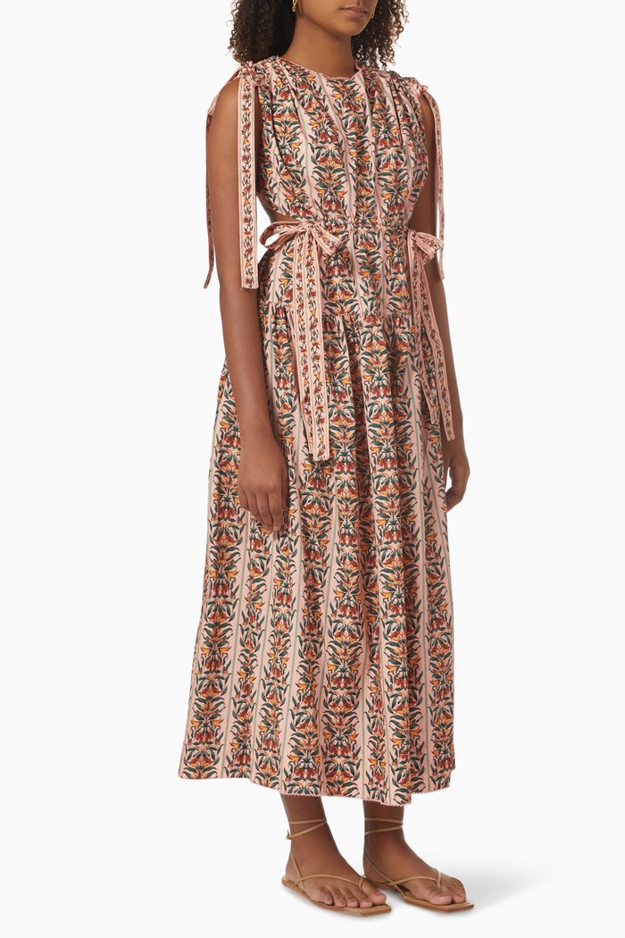 

Guaguancó Floral Midi Dress in Cotton Poplin, Pink