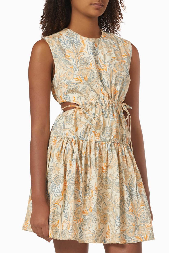 

Sucré Cut-out Mini Dress in Cotton Poplin, Orange