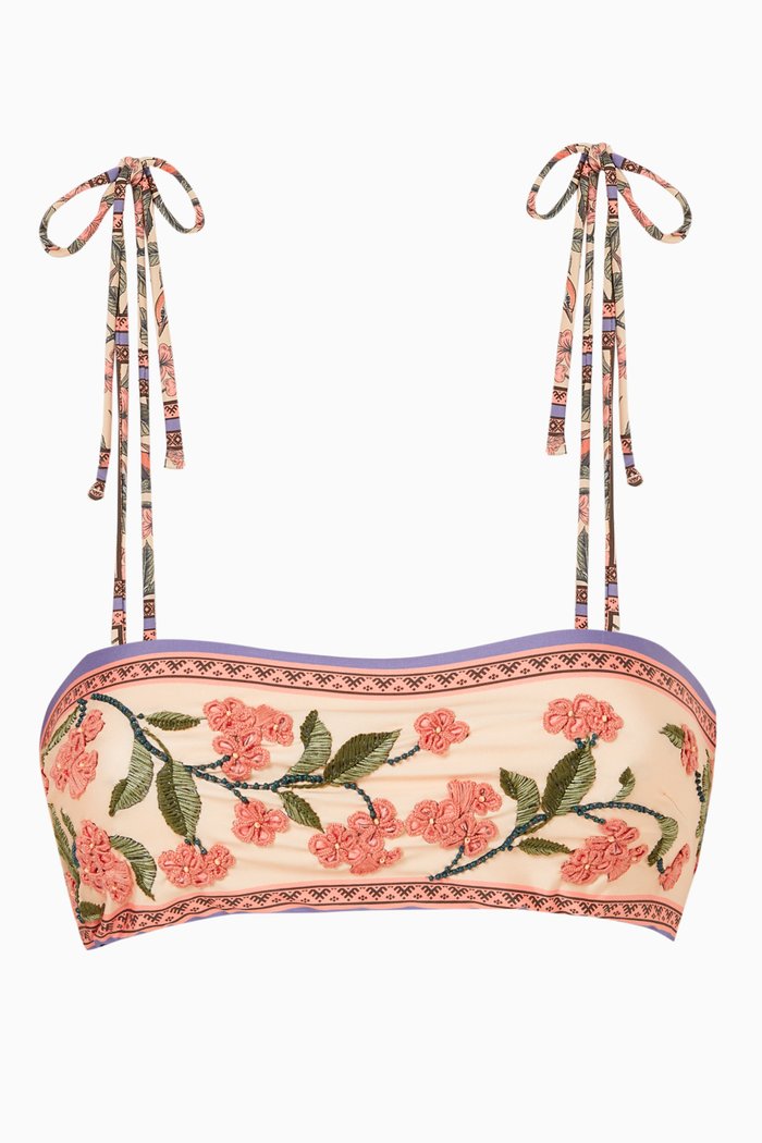 

Primavera Floral Bikini Top in Recycled Fabric, Multicolour