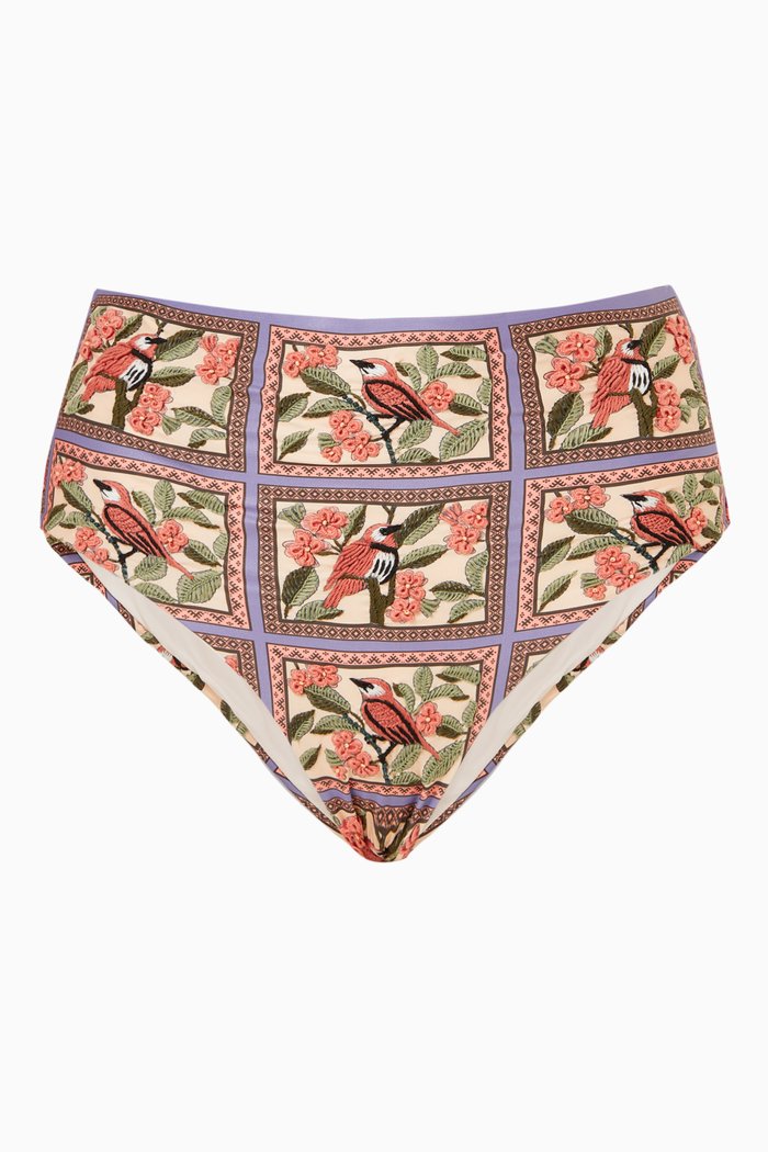 

Magenta Floral Bikini Bottoms in Recycled Fabric, Multicolour