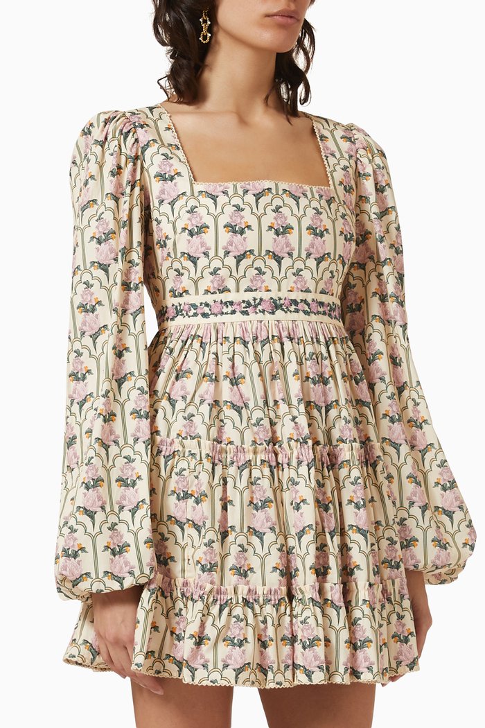 

Avena Peonia Aurora Mini Dress in Cotton-poplin, Multicolour