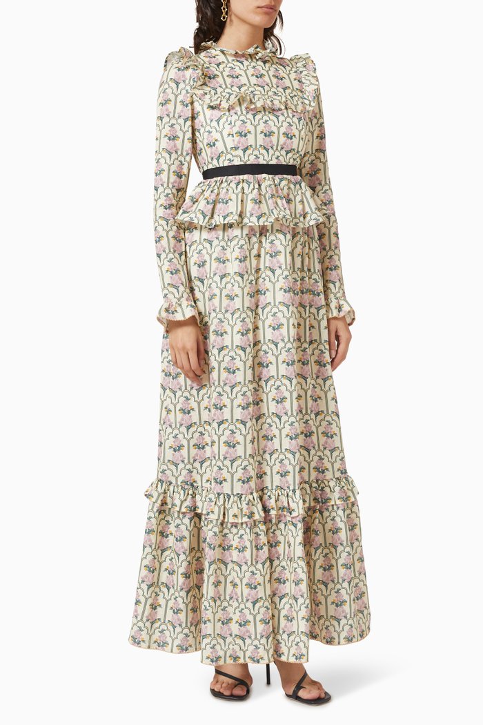 

Sesamo Peonia Aurora Maxi Dress in Linen, Multicolour