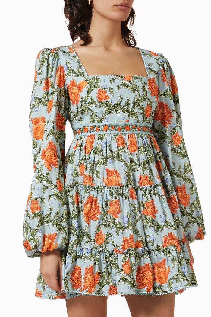 

Avena Peonia Atardecer Mini Dress in Cotton-poplin, Multicolour