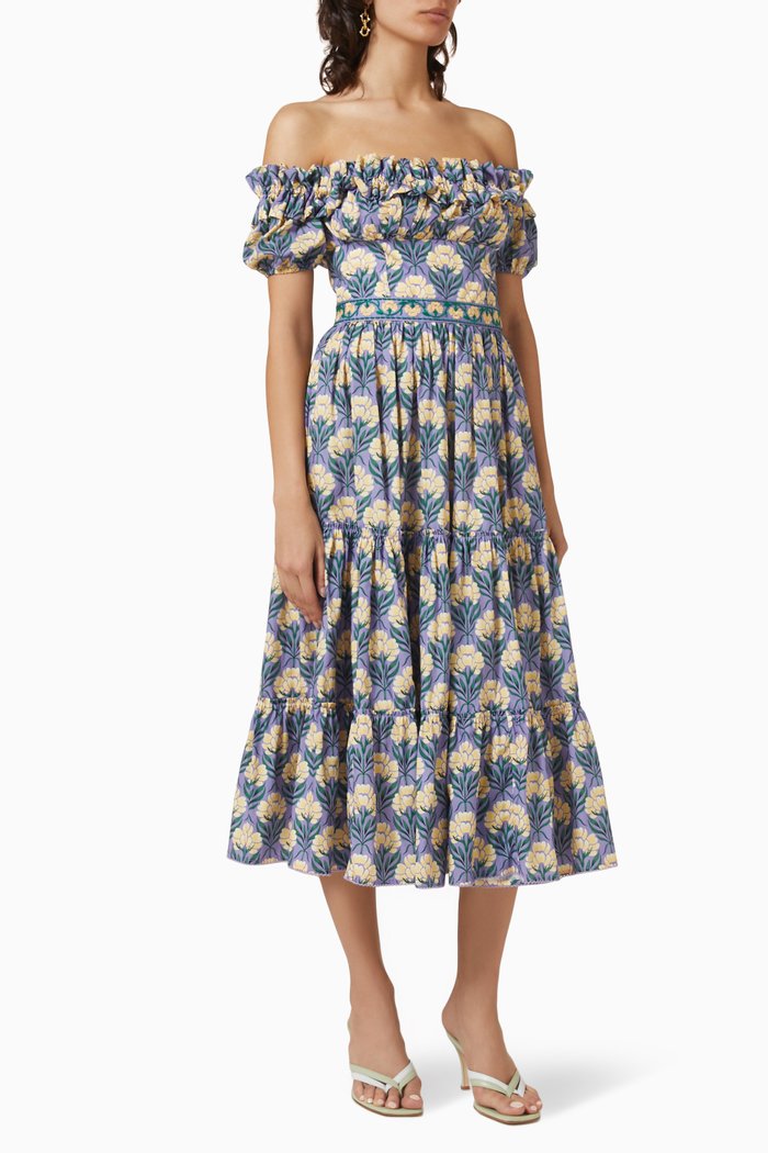 

Banana Semilla Otoño Midi Dress in Cotton-poplin, Multicolour