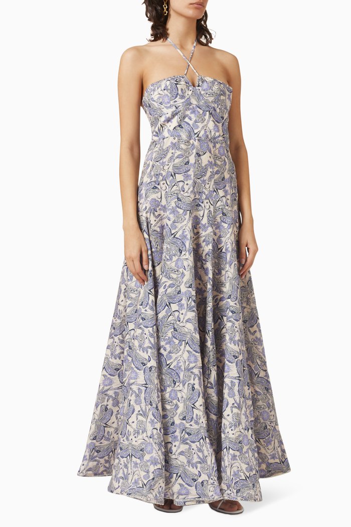 

Alirio Libélulas Lavanda Maxi Dress in Linen, Purple