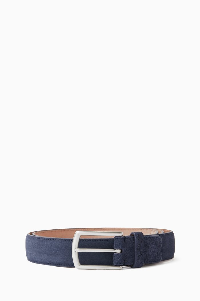 

Classic Buckle Belt in Suede & Nubuck, Blue