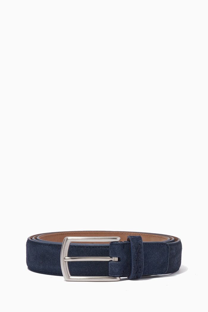 

Classic Buckle Belt in Suede & Vicuna, Blue