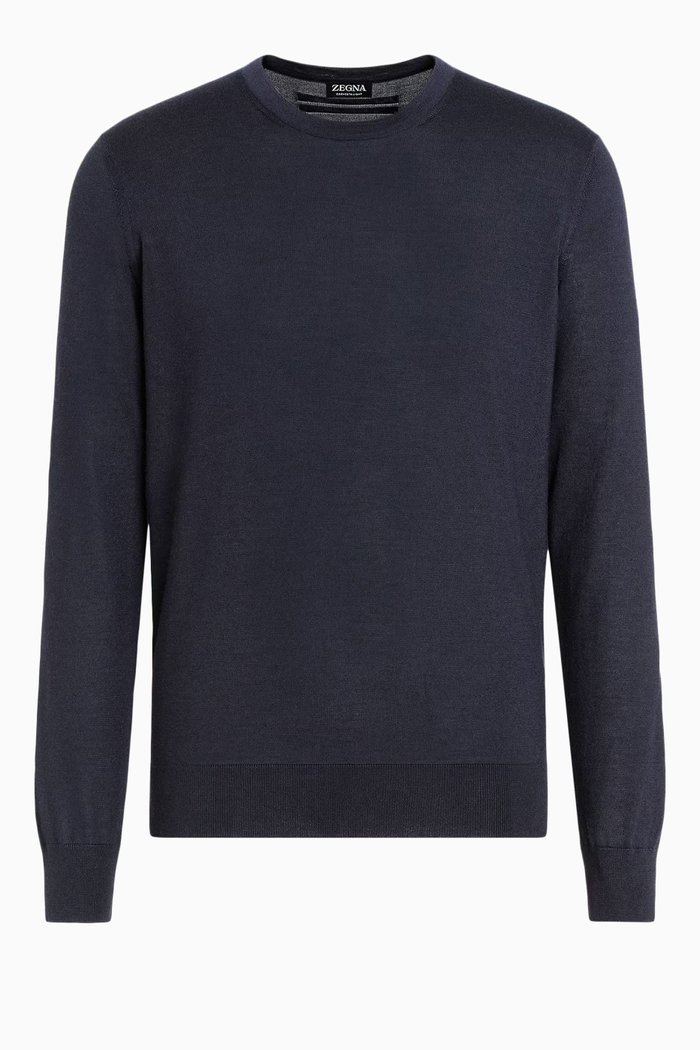 

Cashseta Light Crewneck Sweater in Cashmere-blend, Blue