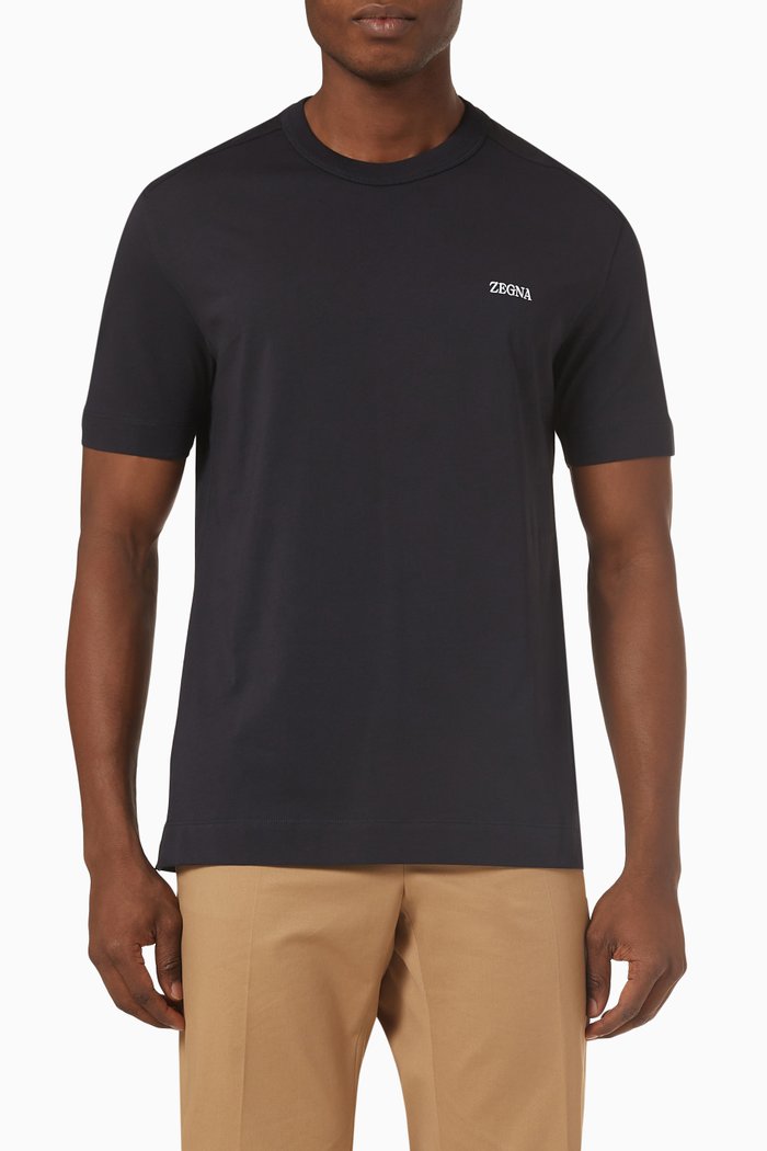 

Embroidered Logo T-shirt in Cotton-jersey, Blue