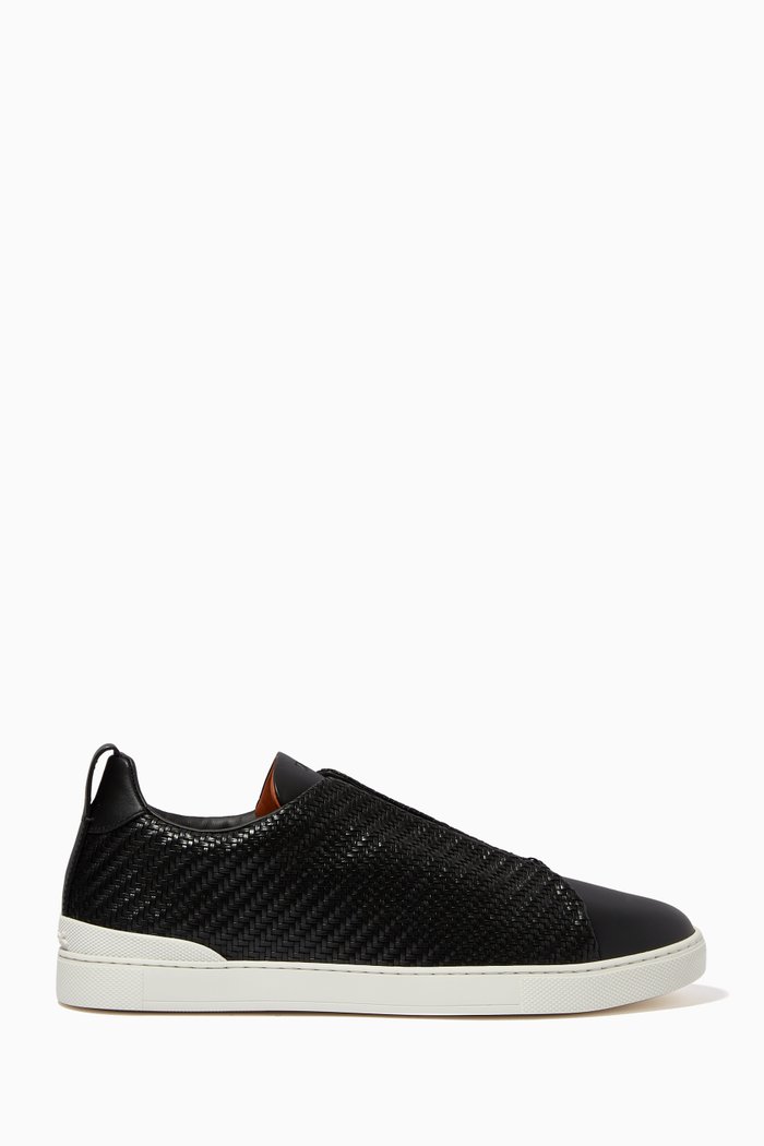 

Triple Stitch™ Sneakers in Pelletessuta™ Leather, Black