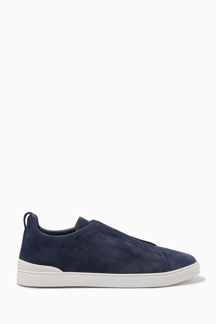 Triple Stitch™ Low Top Sneakers in Suede, Blue