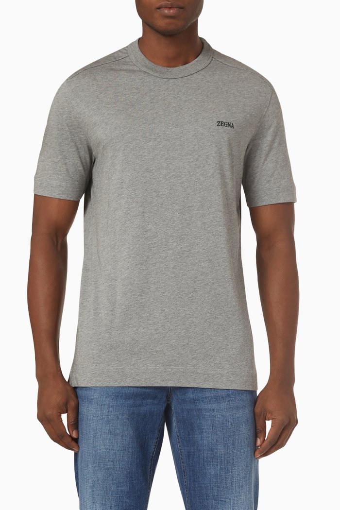 

Embroidered Logo T-shirt in Cotton-jersey, Grey