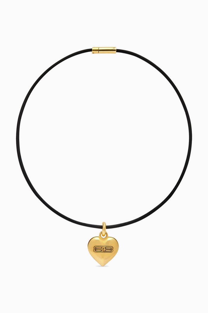

BB Icon Heart Necklace in Brass & Rubber, Gold
