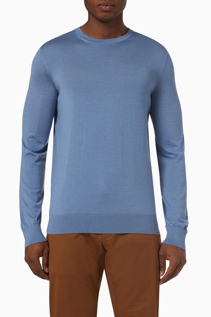 

Cashseta Light Crewneck Sweater in Cashmere-blend, Blue