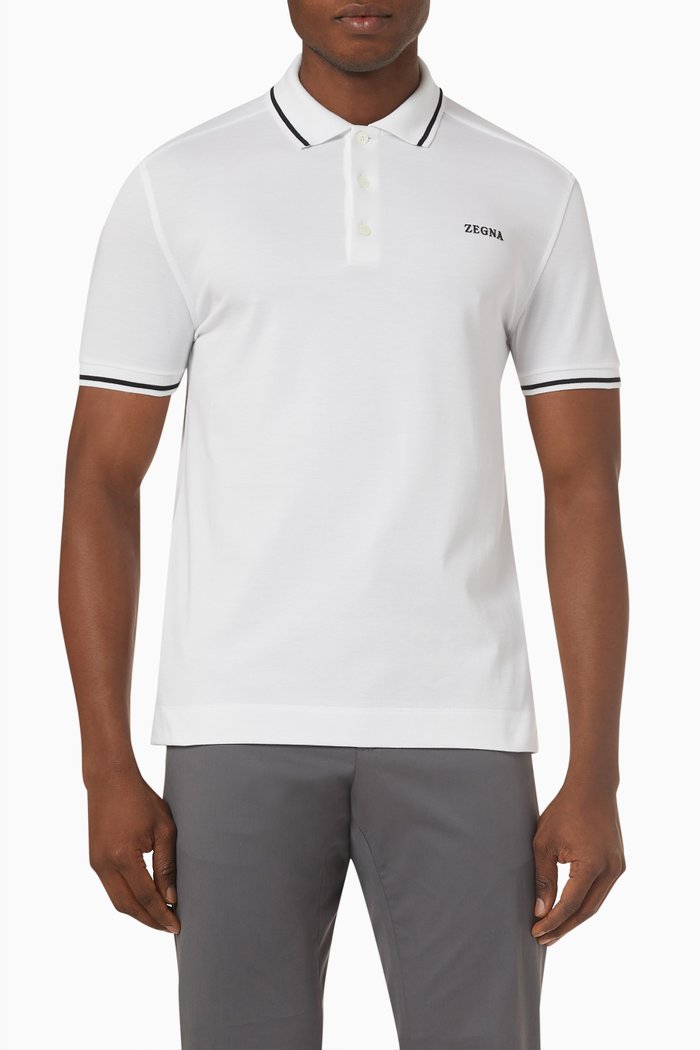 

Logo Polo Shirt in Stretch-cotton, White