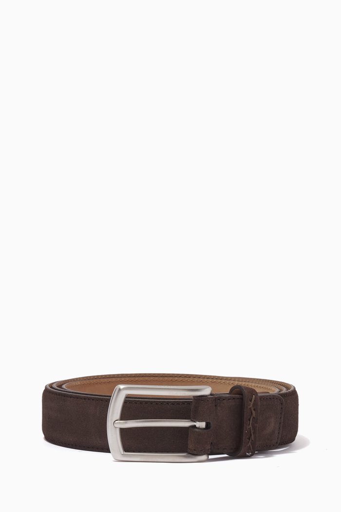 

Classic Buckle Belt in Suede, Neutral