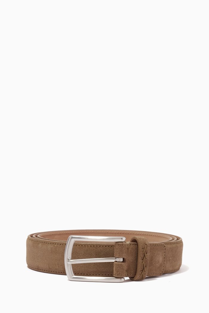 

Classic Buckle Belt in Suede, Brown